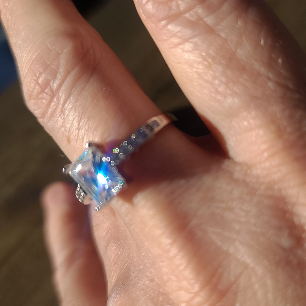 Huge emerald cut white sapphire engagement style ring size 7.5 - Picture 6 of 12